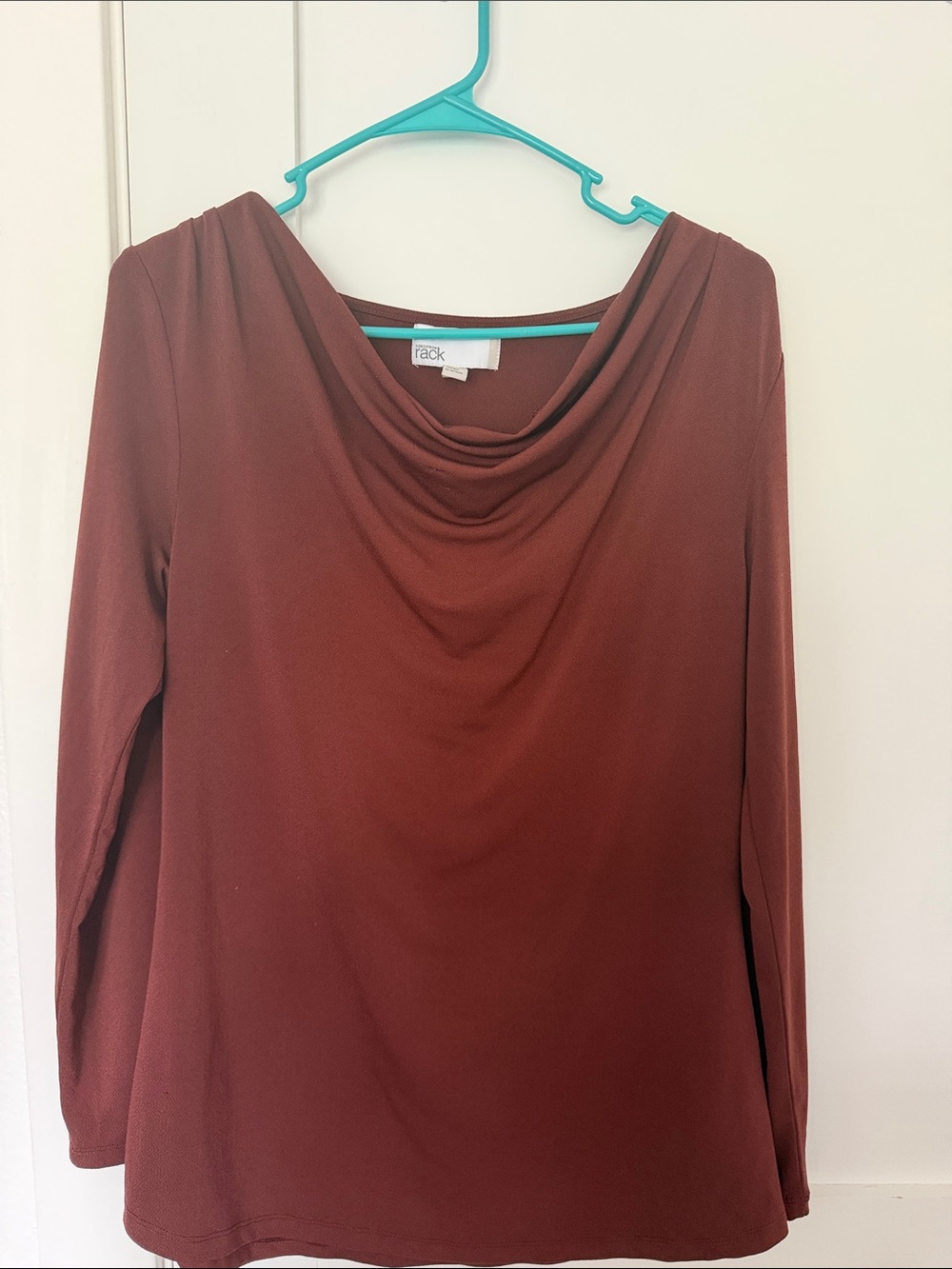 Nordstrom Rack Burnt Brown Cowl-Neck Long Sleeve Top